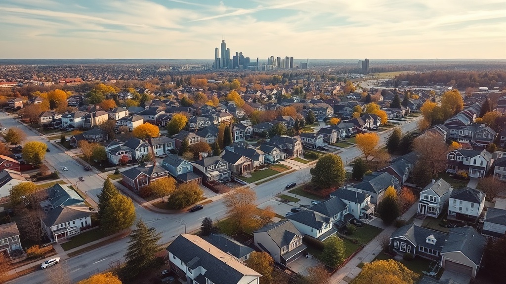 Aerial view of Brookfield Wisconsin residential neighborhood